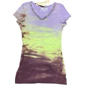 Vintage Marabou NWT  Tye Dye Short Sleeves Appliqué Top Y2K Grunge Fairy Size S